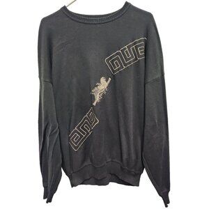 VTG 90s Vittorio Rocchetti Mens Sweatshirt XL Black Embroidered Pullover Grunge